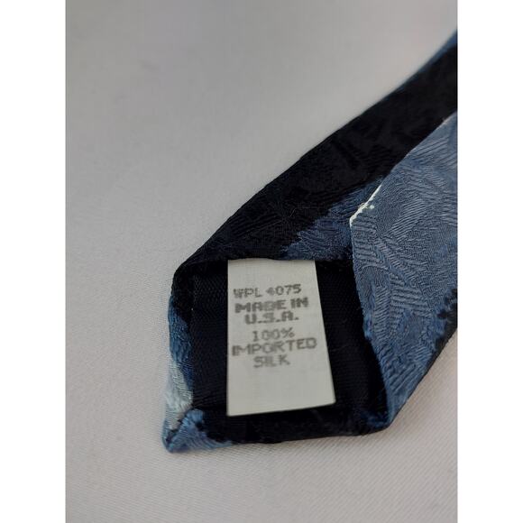 Vintage Je Suis Abstract Art Design Tie Blue White 100% Silk - Picture 3 of 6